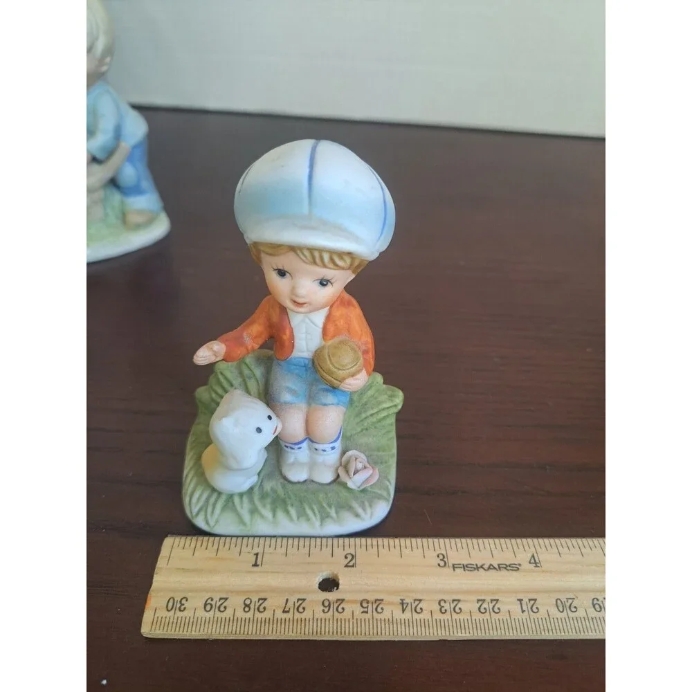 Vintage Homco Bisque Boy With Puppy #1430 Figurine